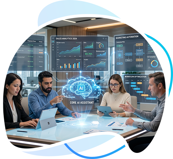 Team using AI-powered business dashboards