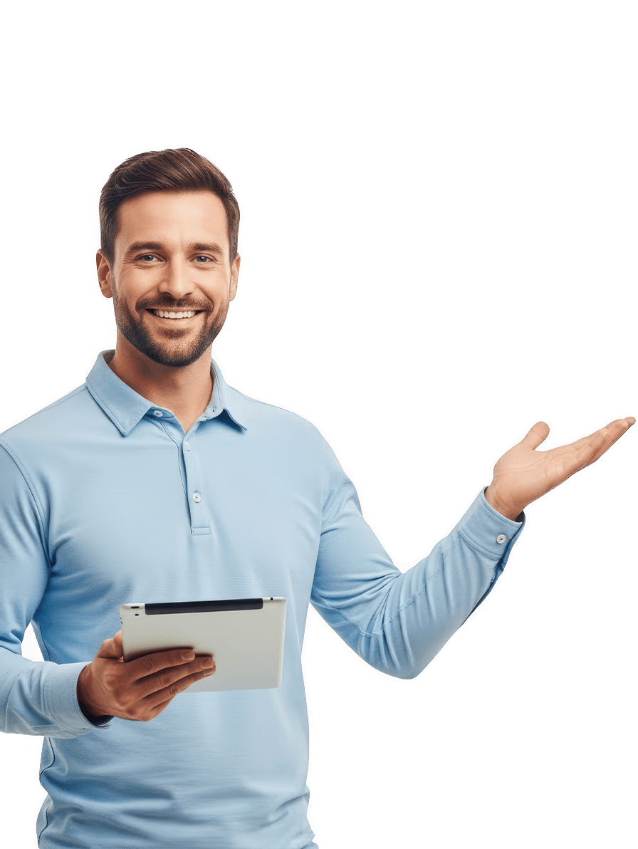 Business owner presenting Servidge marketplace ecosystem