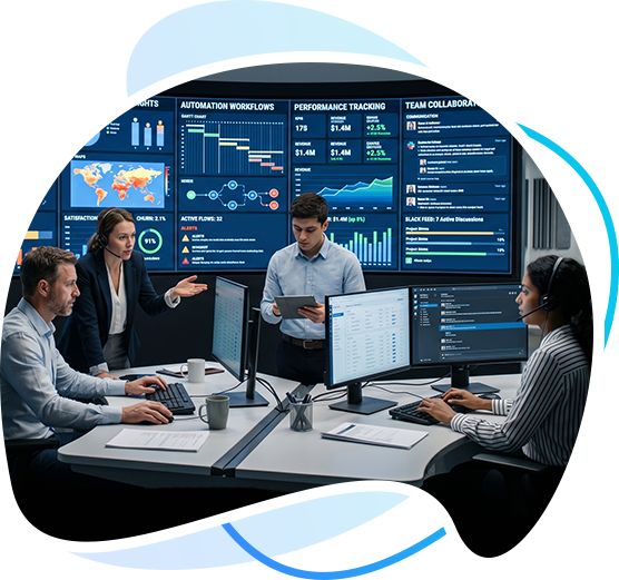 Servidge team reviewing business dashboards