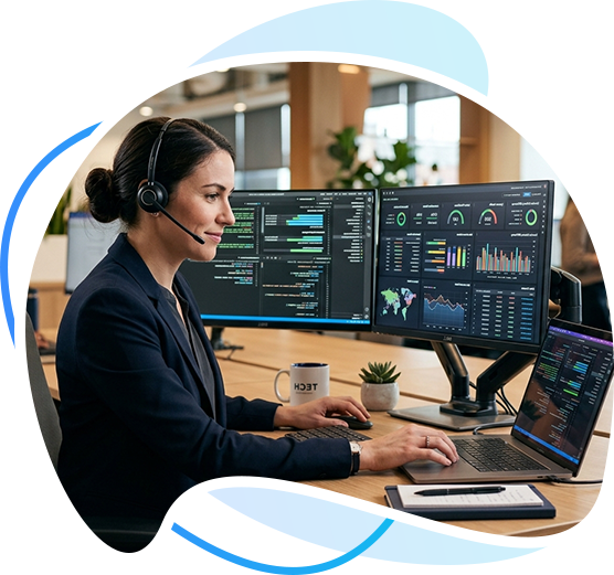 Servidge team member working with business dashboards