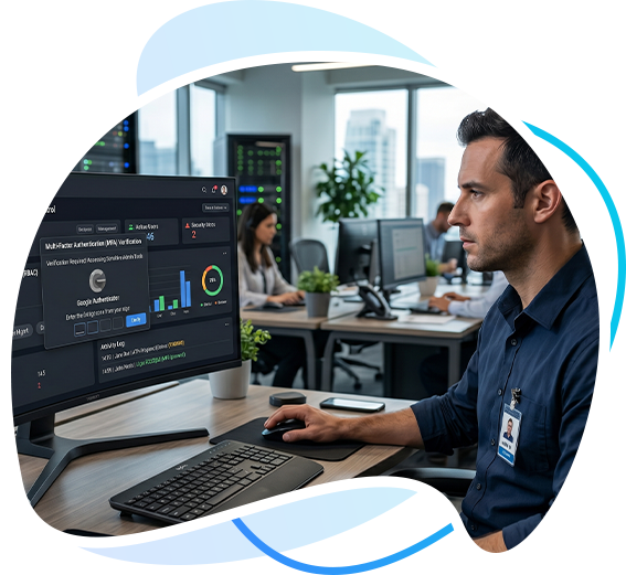 Professional working with secure authentication dashboards